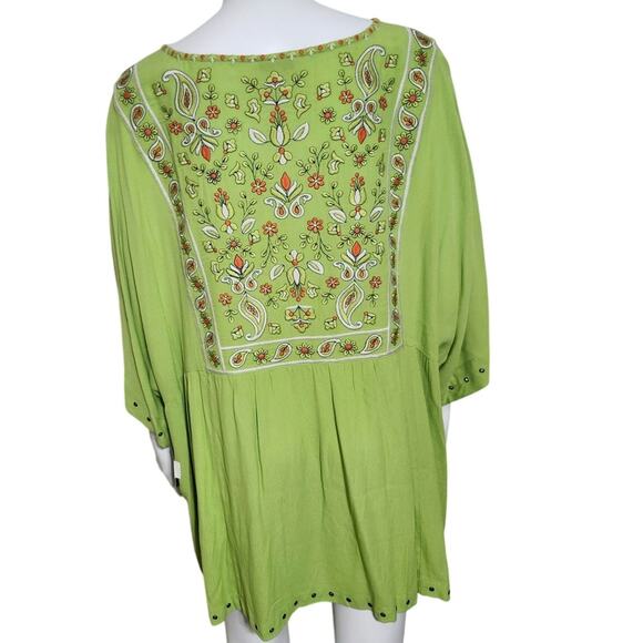NEW John Mark Tunic 0X (14-16) Embroidered Short Sleeves Tassel Ties Peasant - Picture 8 of 12